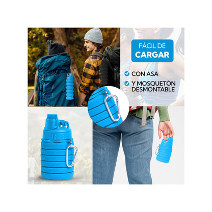Botella Plegable Azul 500 Ml